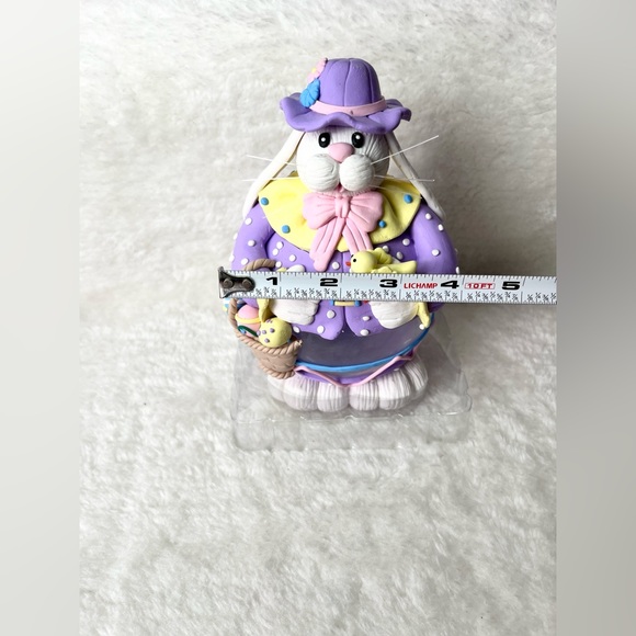 Collectible Easter Glass Ball Polymer Clay White Bunny Rabbit Figure Decor - Picture 12 of 12